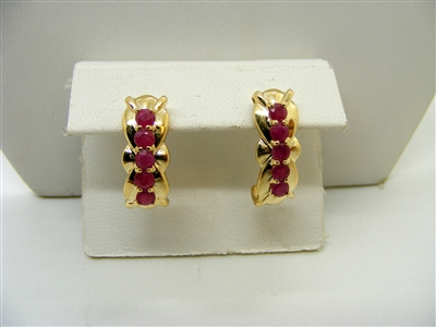 Round Natural Ruby Earrings