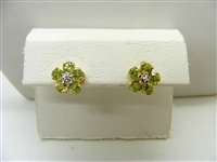 Flower Light Green Tourmaline Earrings