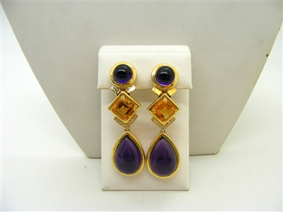 M. Lowe Citrine and Amethyst Earrings