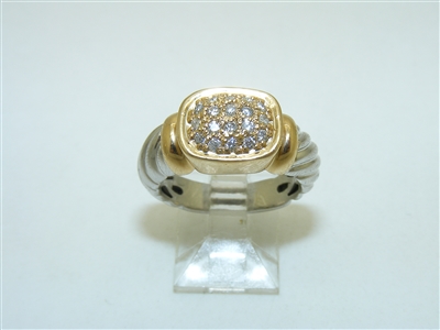 14k Yellow and White gold Diamond Cluster Ring