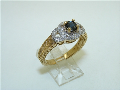 Beautiful 14k Yellow Gold Diamond Sapphire Ring