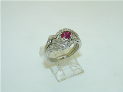 Vintage 18k White Gold Ruby and Diamond Ring