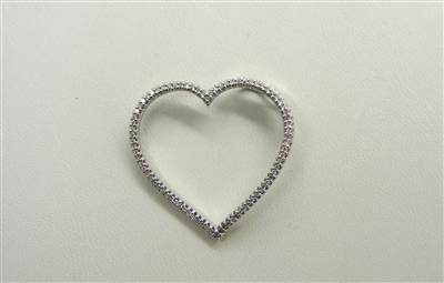 14 K White Gold Diamond Open Heart Pendant