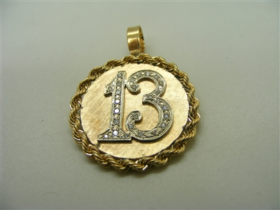 "13"  14K yellow Gold diamond Pendant