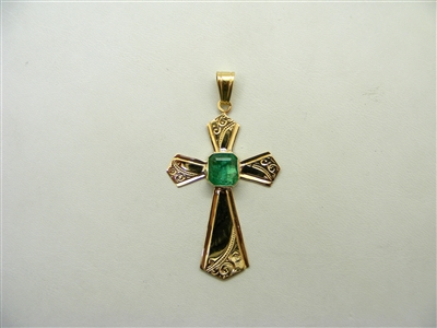 Vintage Emerald Cross Pendant