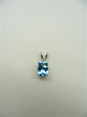 Blue Topaz Check Board Cut Pendant