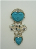 Multi-Colored Gemstone, With Face Carved Turquoise Stones (Pin/Pendant) 925