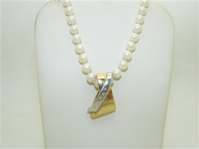 Cultured Pearl and Open Pendant Necklace