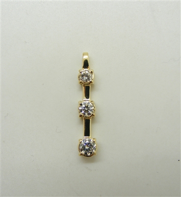 14 K Yellow Gold 3 Stone Slide Pendant