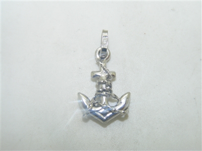 14k White Gold Anchor Pendant