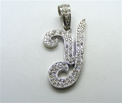 14k White Gold Letter "Y" Diamond Pendant