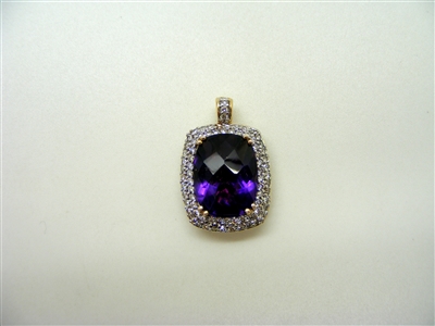 Checkboard Cut Amethyst  Pendant