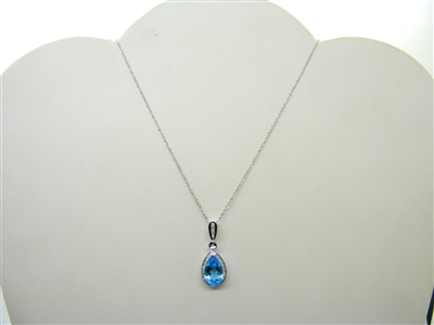 Pearl Shape London Blue Pendant(w/ Chain)