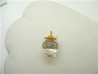 Steuben Lead Crystal 18K Yellow Gold Strawberry Pendant