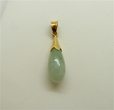 Jade Tear 14K Yellow Gold Pendant