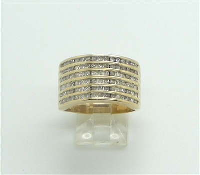 14 KT SIX ROWED DIAMOND YELLOW GOLD WOMEN'S RING BAND