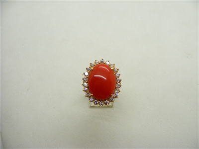 Italian Coral Diamond Ring