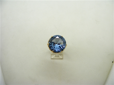 Round Blue Topaz Gold Ring