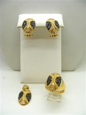 Black and White Zircon Gold Set