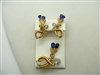 Blue Sapphire Earrings and Pin Set