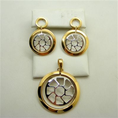 Gold Earrings and Pendant Set