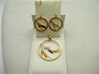 Leaf Gold Earrings and Pendant  Set