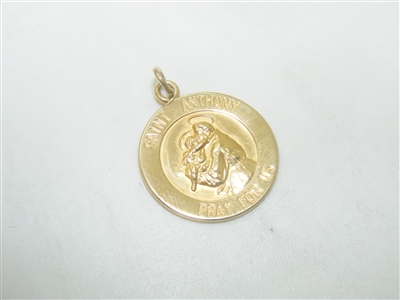 Small Saint Anthony Yellow Gold Medal Pendant