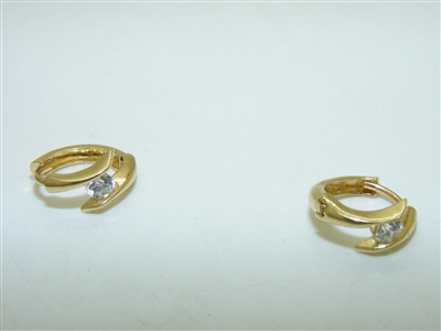 14k Yellow Gold Cubic Zircon Baby Earrings