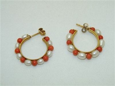 18k Yellow Gold Coral Earrings