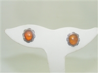 Sterling Silver Oval Amber Earrings