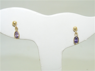 18k Yellow Gold Oval Amethyst Earrings