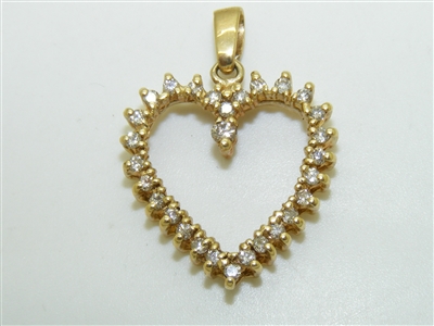 14k Yellow Gold Open Heart Diamond Pendant