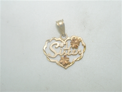 #1 Sister Yellow Gold Pendant