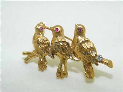 14k Yellow Gold Birdy Pin