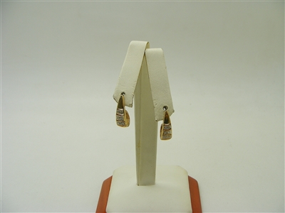 14k Yellow Gold Three Line Diamond Earrings