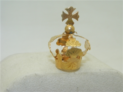 18k Yellow Gold King Crown Pin (Corona para el santo)