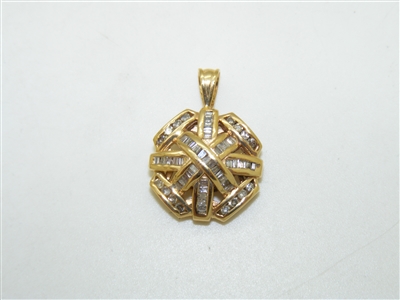 14k Yellow Gold Diamond Unique Pendant