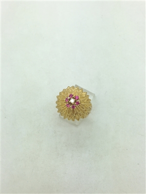 Vintage Ruby & Diamond 18k Yellow Gold