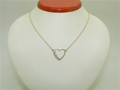 14k Yellow gold Open Heart Diamond Pendant