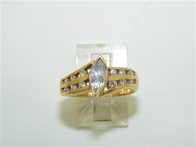 14k Yellow Gold Marquise Diamond Engagement Ring