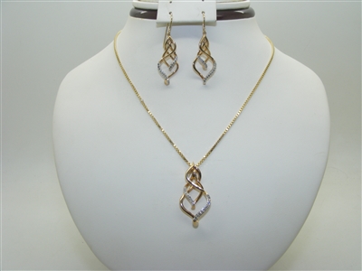 14k yellow gold Diamond Earring and Pendant set