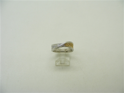 18k White Gold Yellow & White Diamond Band Ring