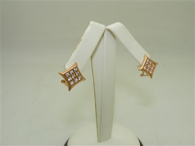 10k Rose Gold Cubic Zircon French Clip Earrings