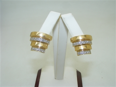 14k Yellow Gold Diamond french clip earrings