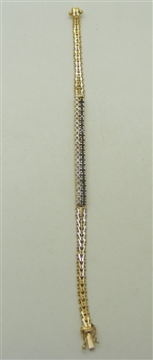 14k Yellow Gold Double Row Sapphire & Diamond Tennis Bracelet
