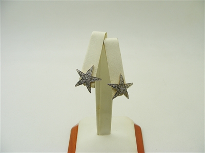 14k Two-Tone Five Point Star Diamond Earrings