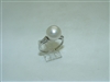 Vintage White Gold Pearl And Diamond Tapered Baguette Ring