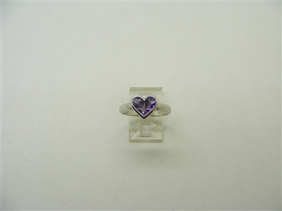 14k White Gold Amethyst Heart Designer Ring