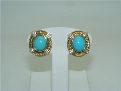 Beautiful Oval Turquoise French clip earrings