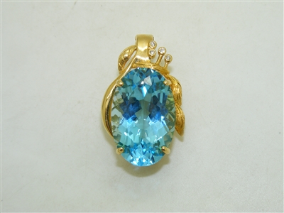 18k Yellow gold Blue Topaz Pendant